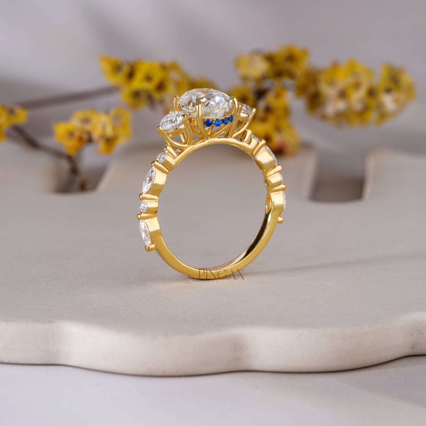 Brilliant 1.86 CT Oval Cut with Hidden Halo Moissanite Engagement Ring