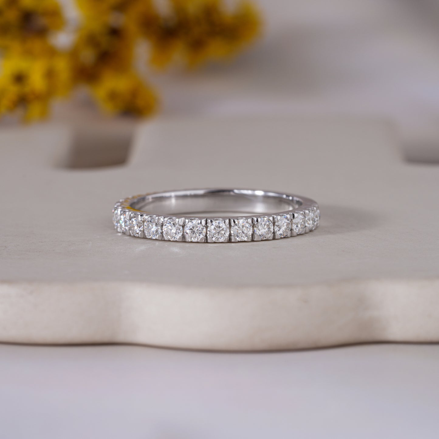 Moissanite Half Eternity Band With Round Cut