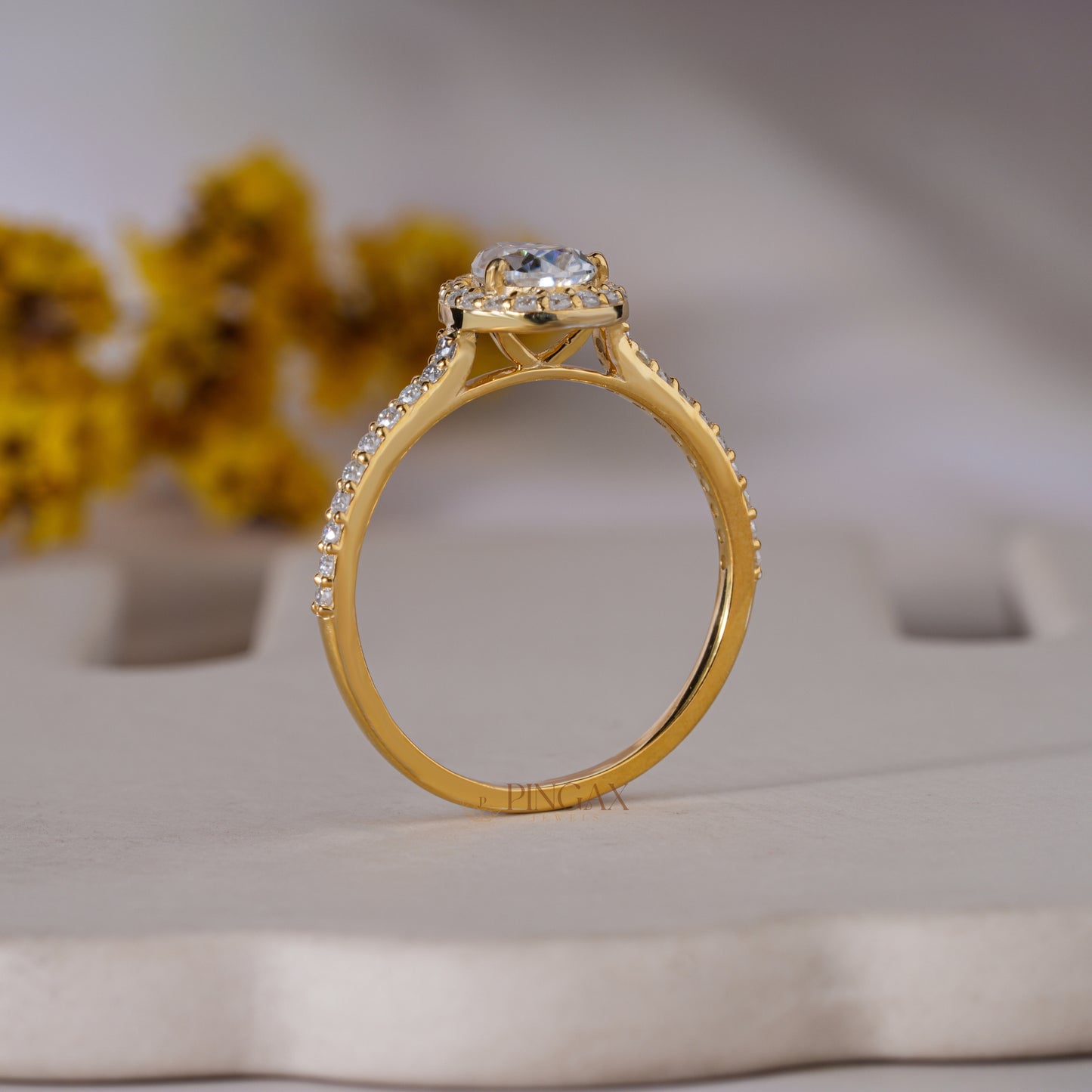 Elegant Pear Moissanite Halo Engagement Ring for Women
