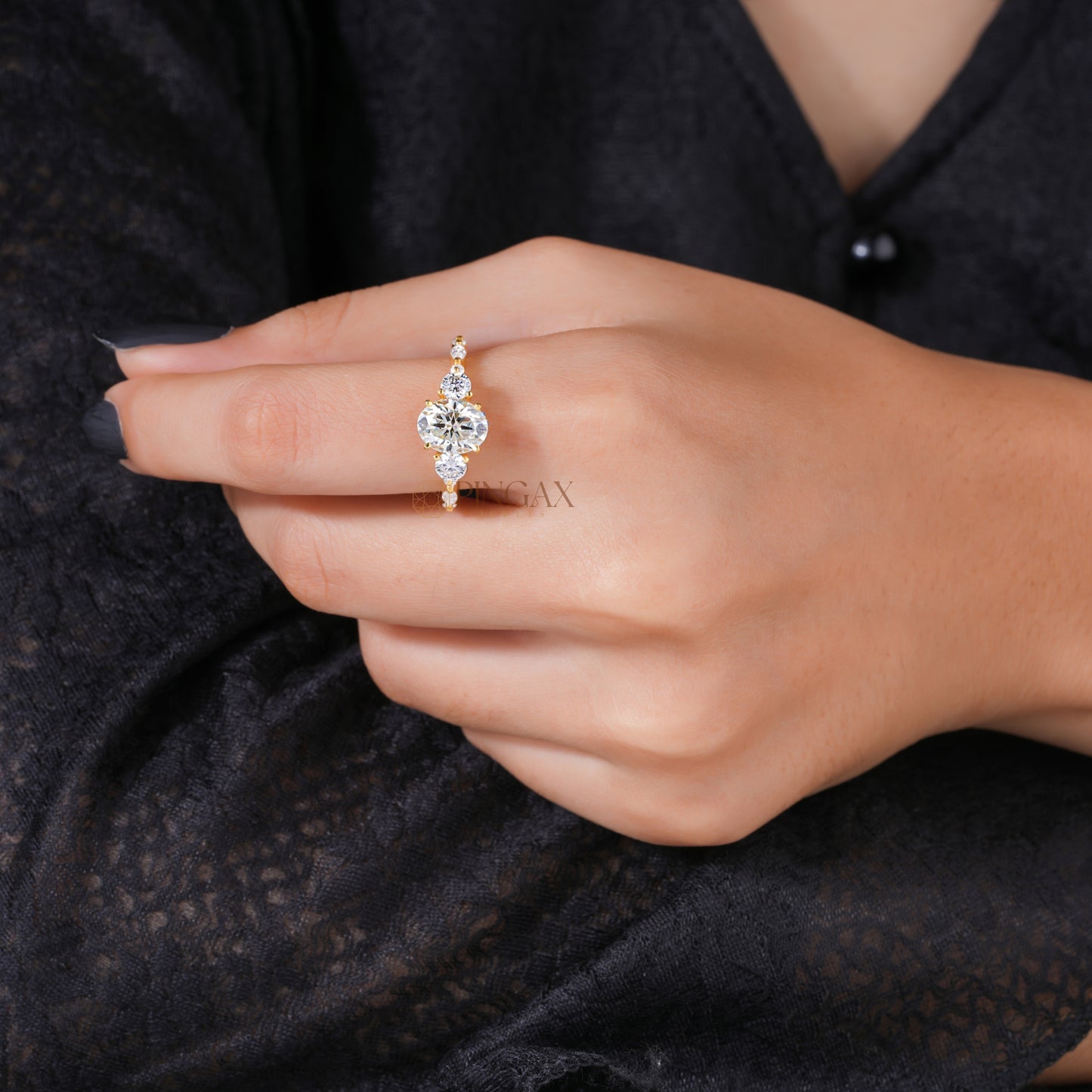 Brilliant 1.86 CT Oval Cut with Hidden Halo Moissanite Engagement Ring