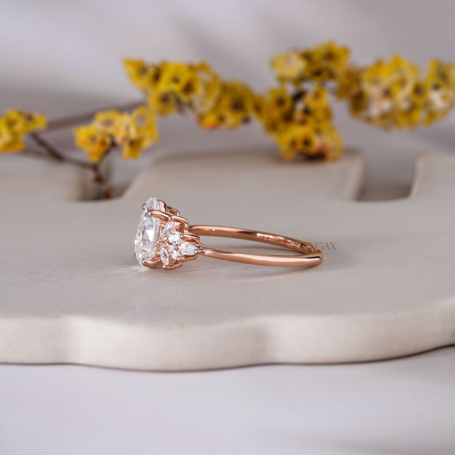 Classic Pear Cut Moissanite Cluster Engagement Ring For Her