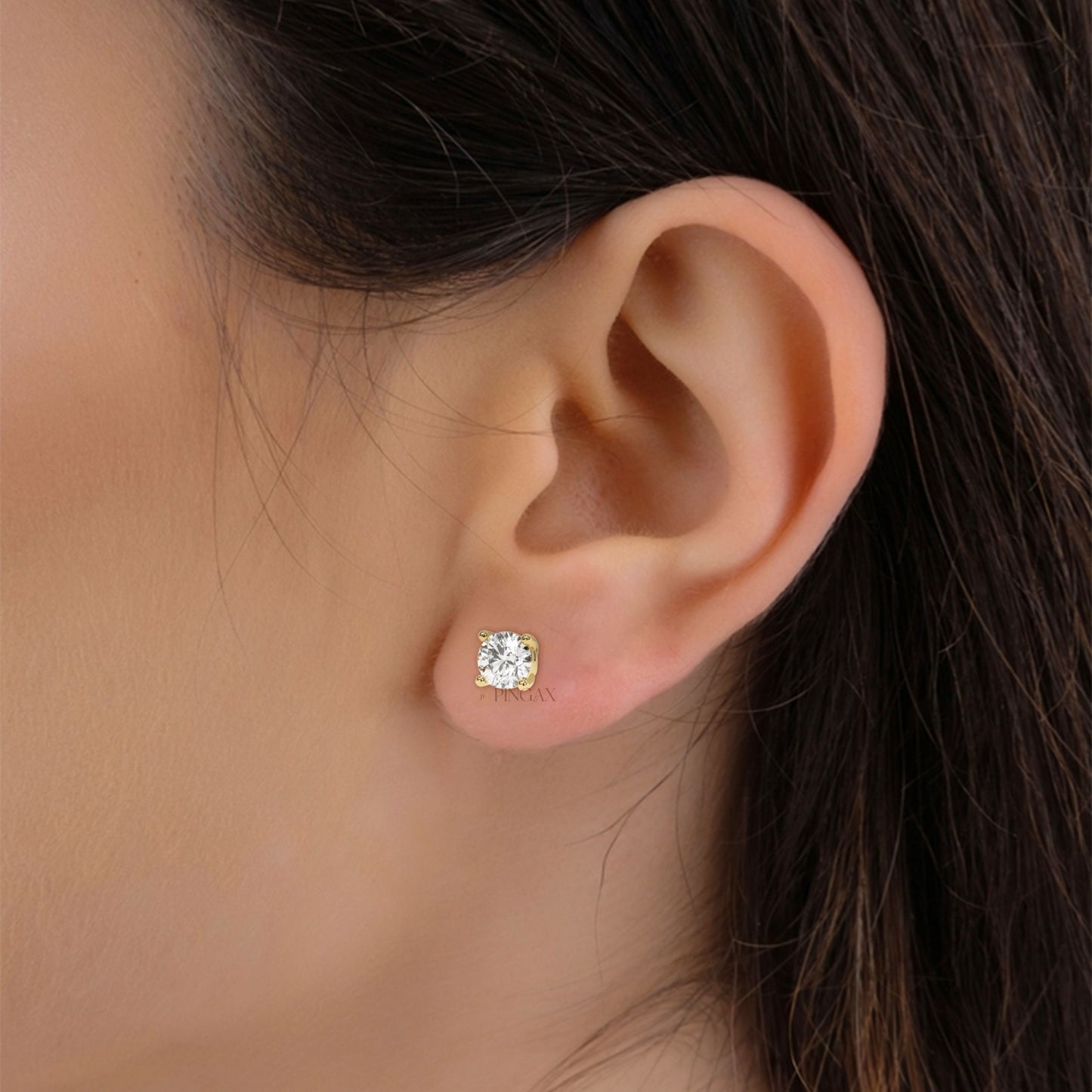 Round Cut Moissanite Stud Earrings Gift for Wife