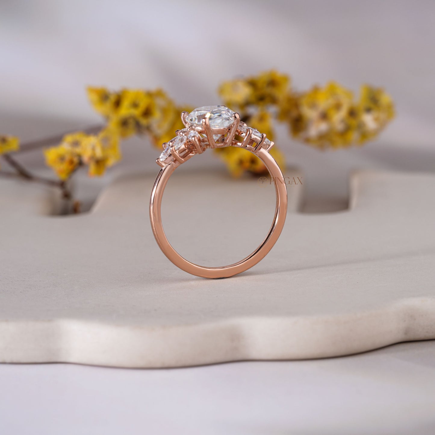 Classic Pear Cut Moissanite Cluster Engagement Ring For Her