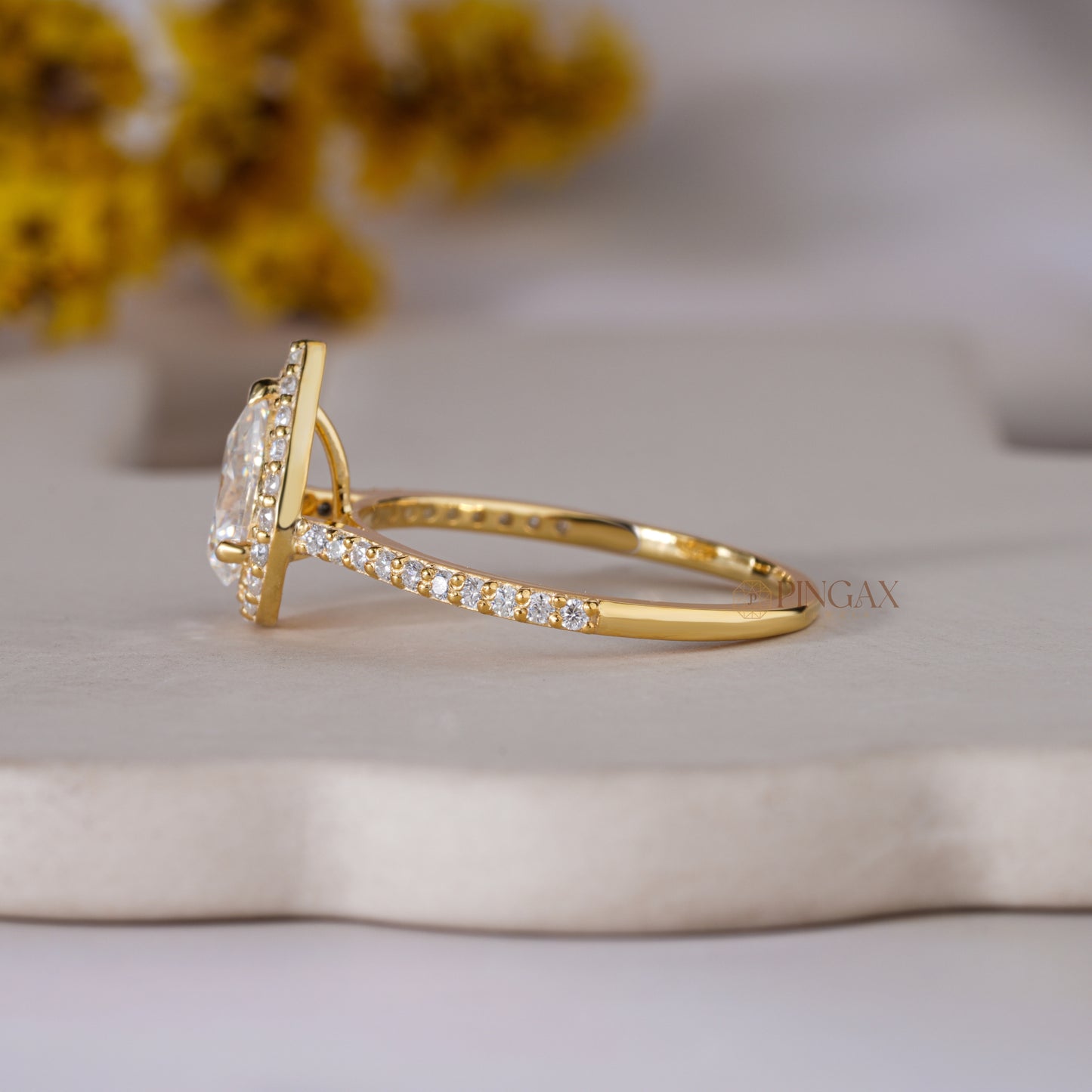 Elegant Pear Moissanite Halo Engagement Ring for Women
