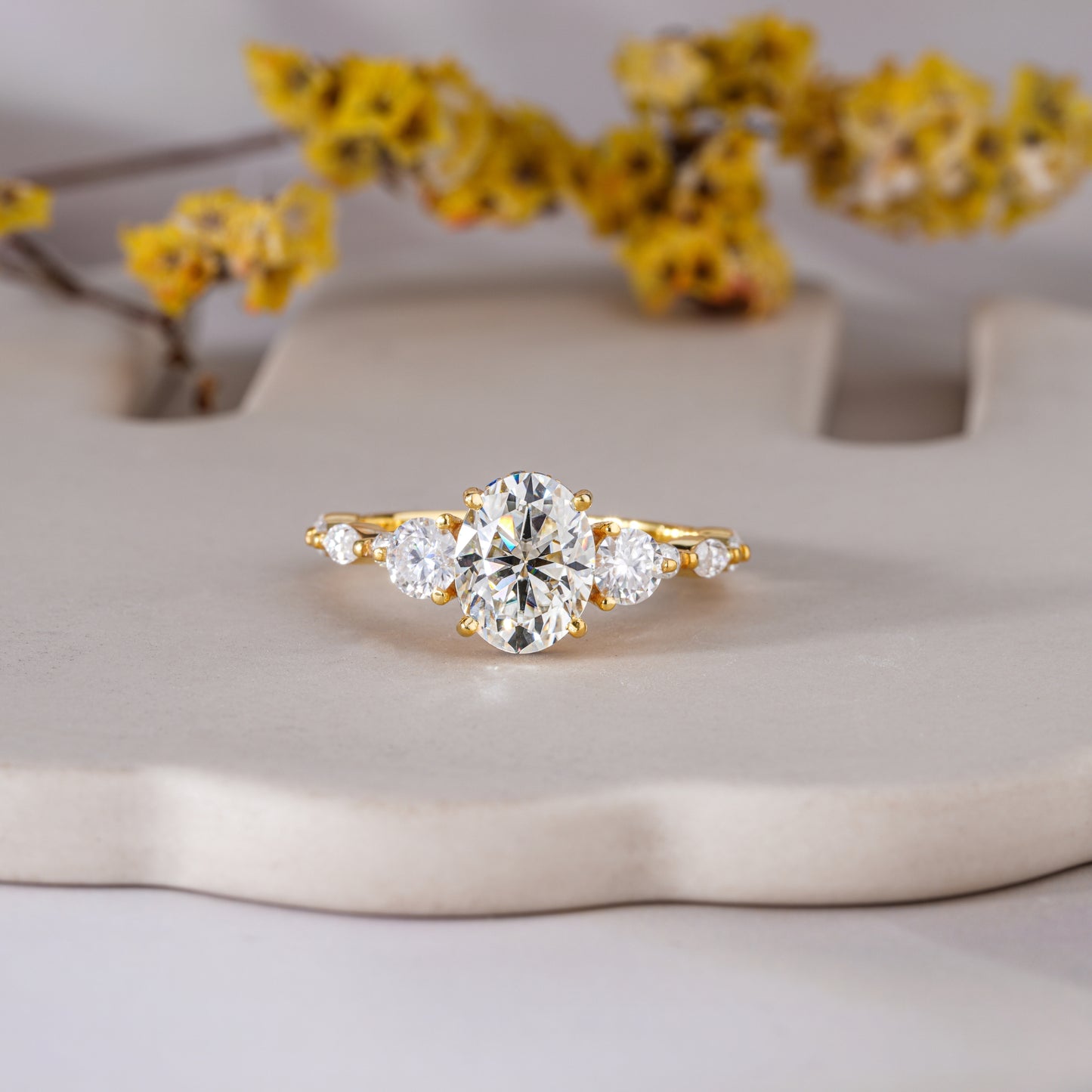 Brilliant 1.86 CT Oval Cut with Hidden Halo Moissanite Engagement Ring