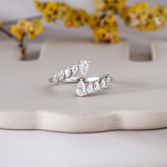 Spiral Half Eternity Pear Cut Moissanite Wedding Band